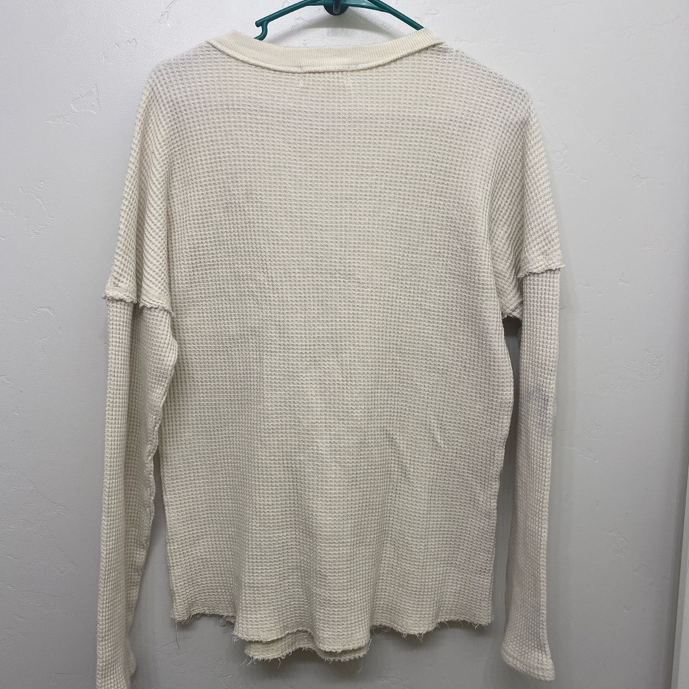 Cream Waffle Knit Long Sleeve Top